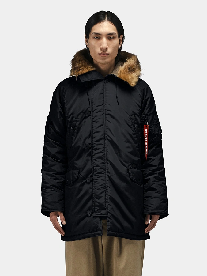 Мужская куртка парка Alpha Industries N-3B Logo Oxford Parka Black