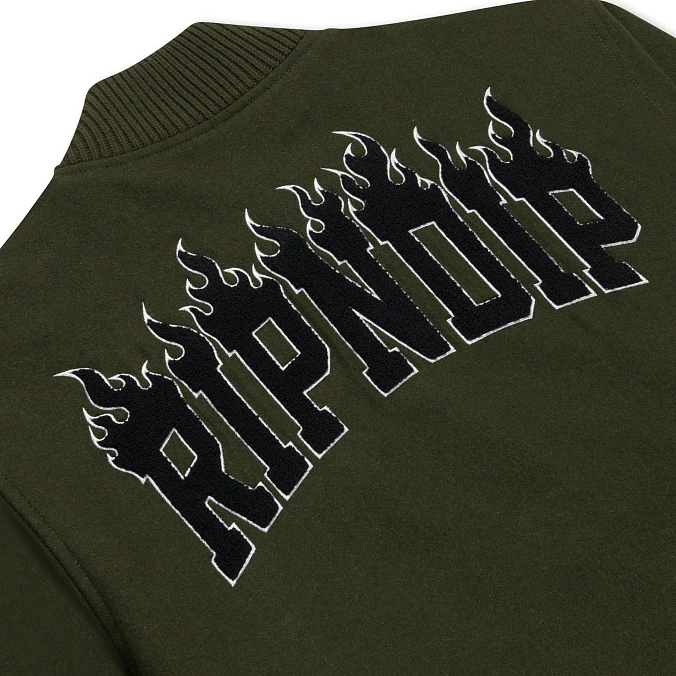 Бомбер RIPNDIP Inferno Varsity Jacket Light Forest